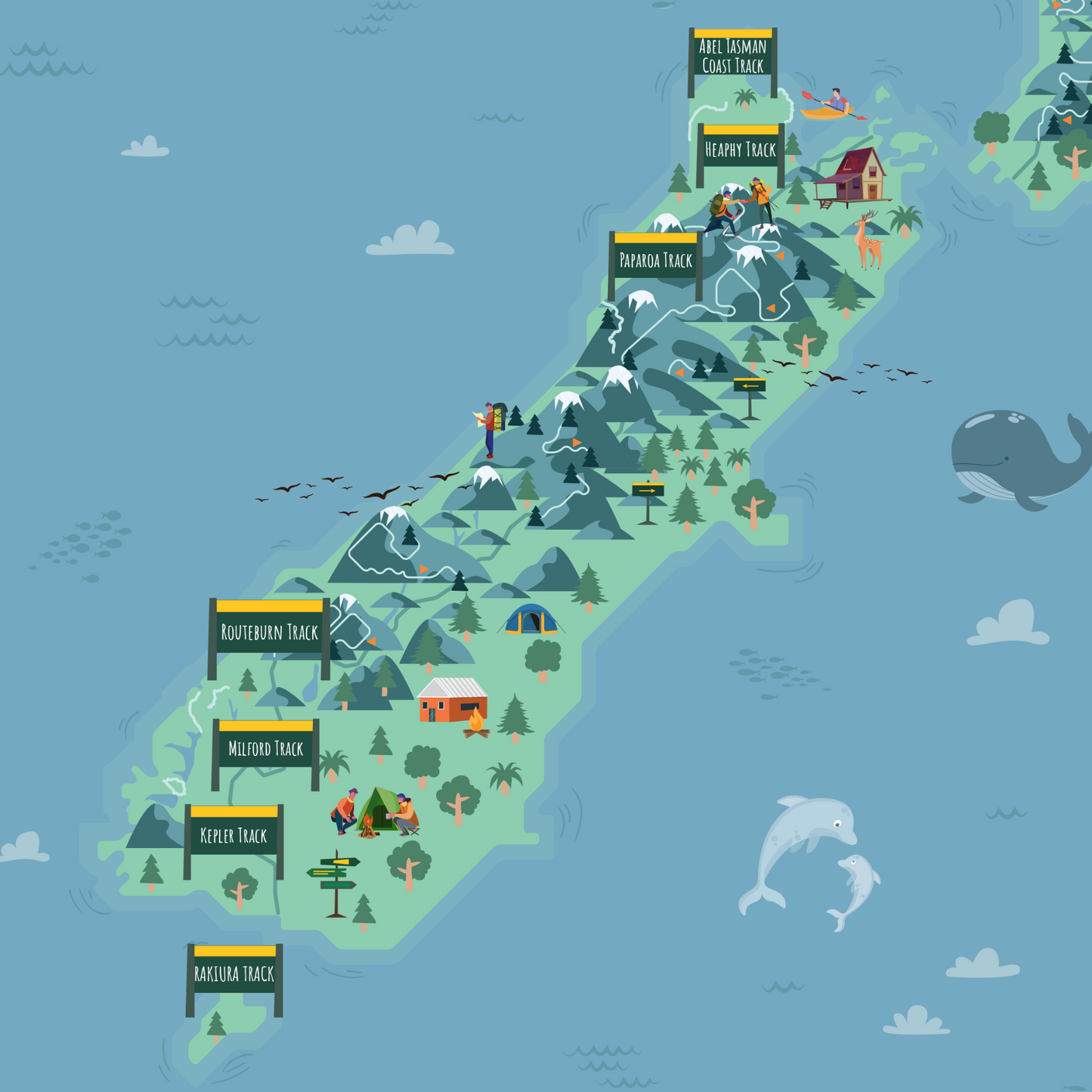 Hike Scratch Map - Hike and Scratch Great Walks NZ