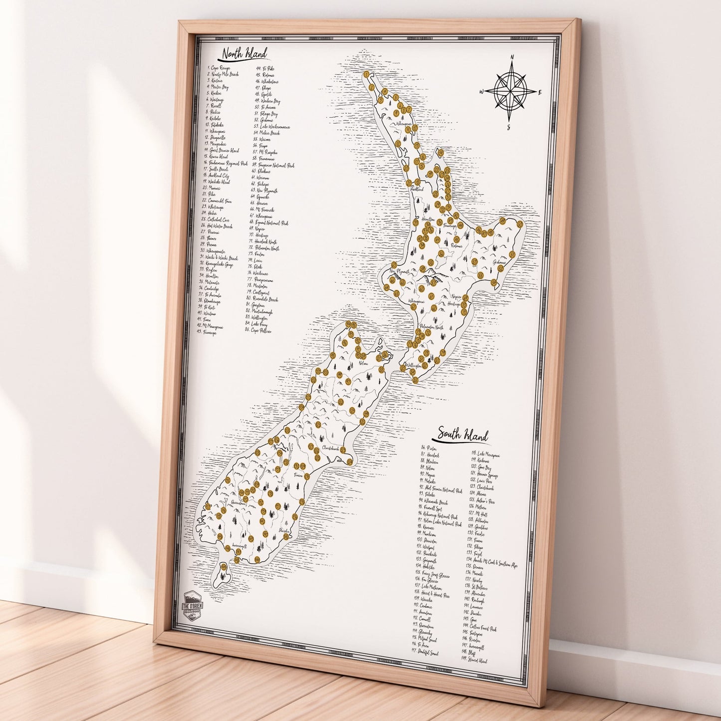 The Classic NZ Scratch Map - Framed
