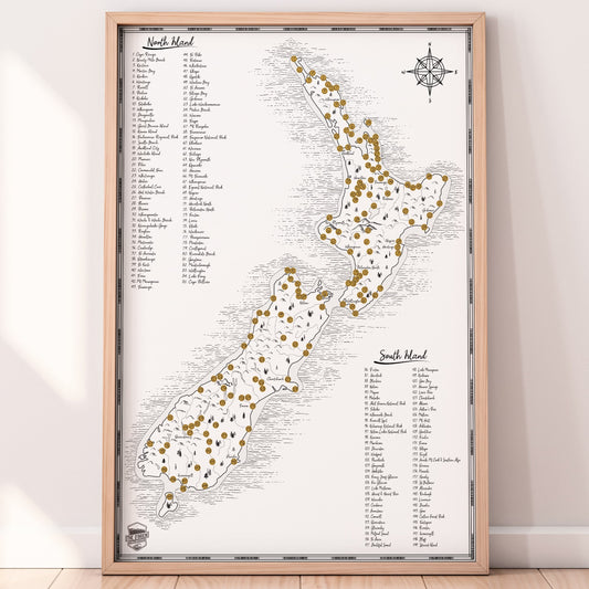 The Classic NZ Scratch Map - Framed