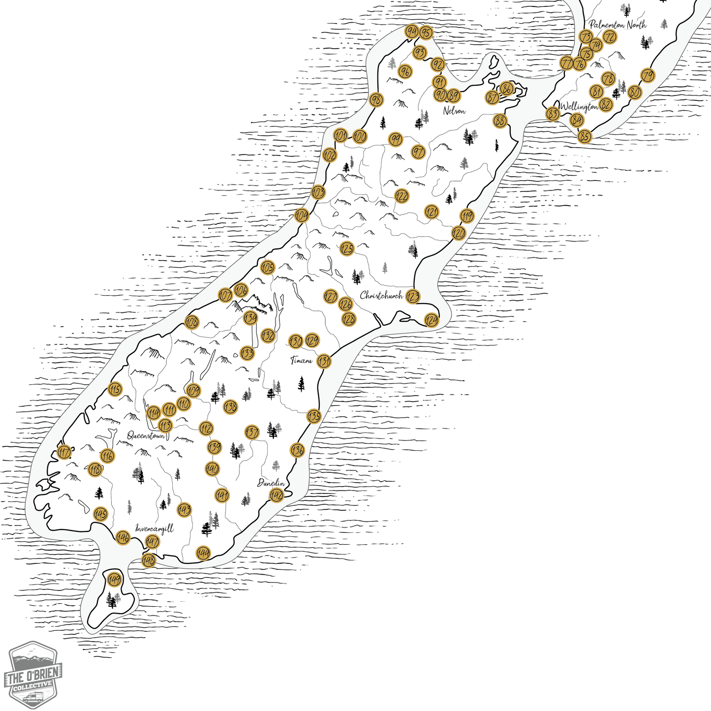 The Classic NZ Scratch Map - South Island