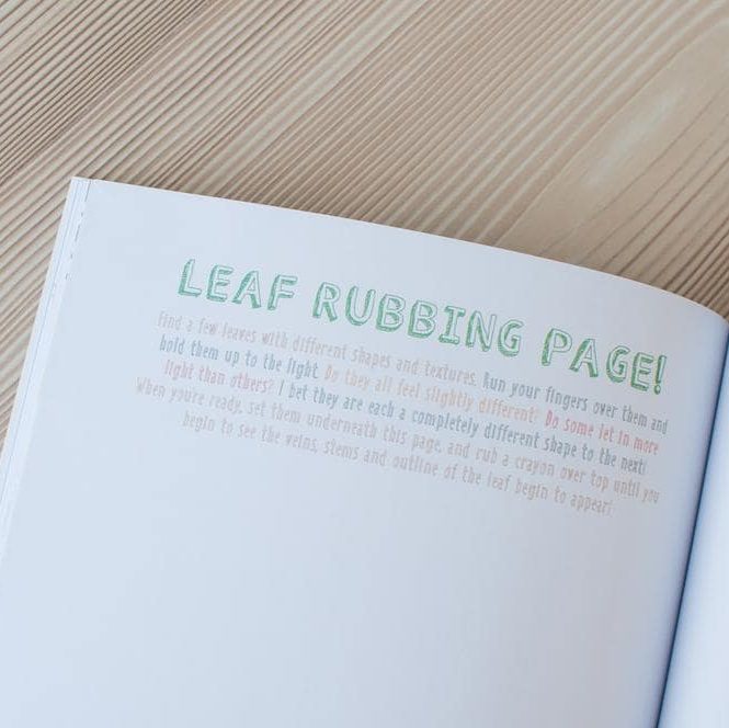 South Island Book Leaf Rubbing Page