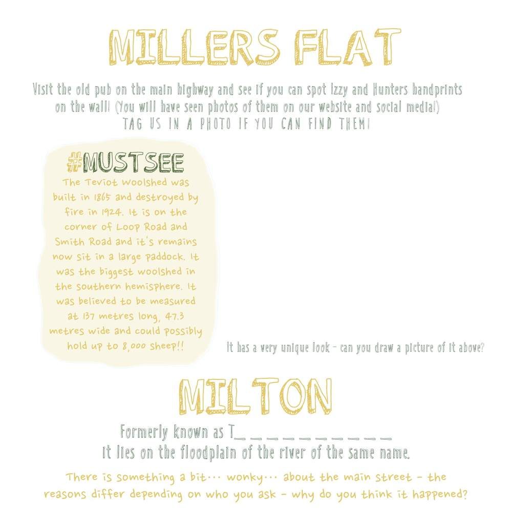 South Island Book Millers Flat Page