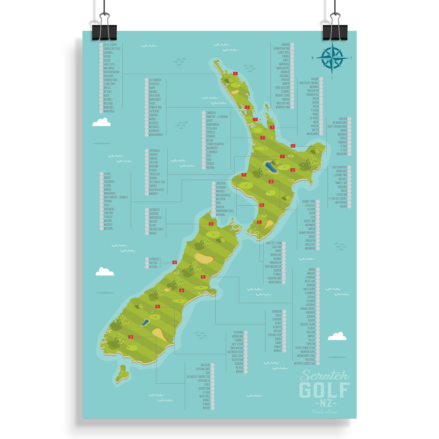 18 Hole Golf Scratch Map - Scratch Golf NZ